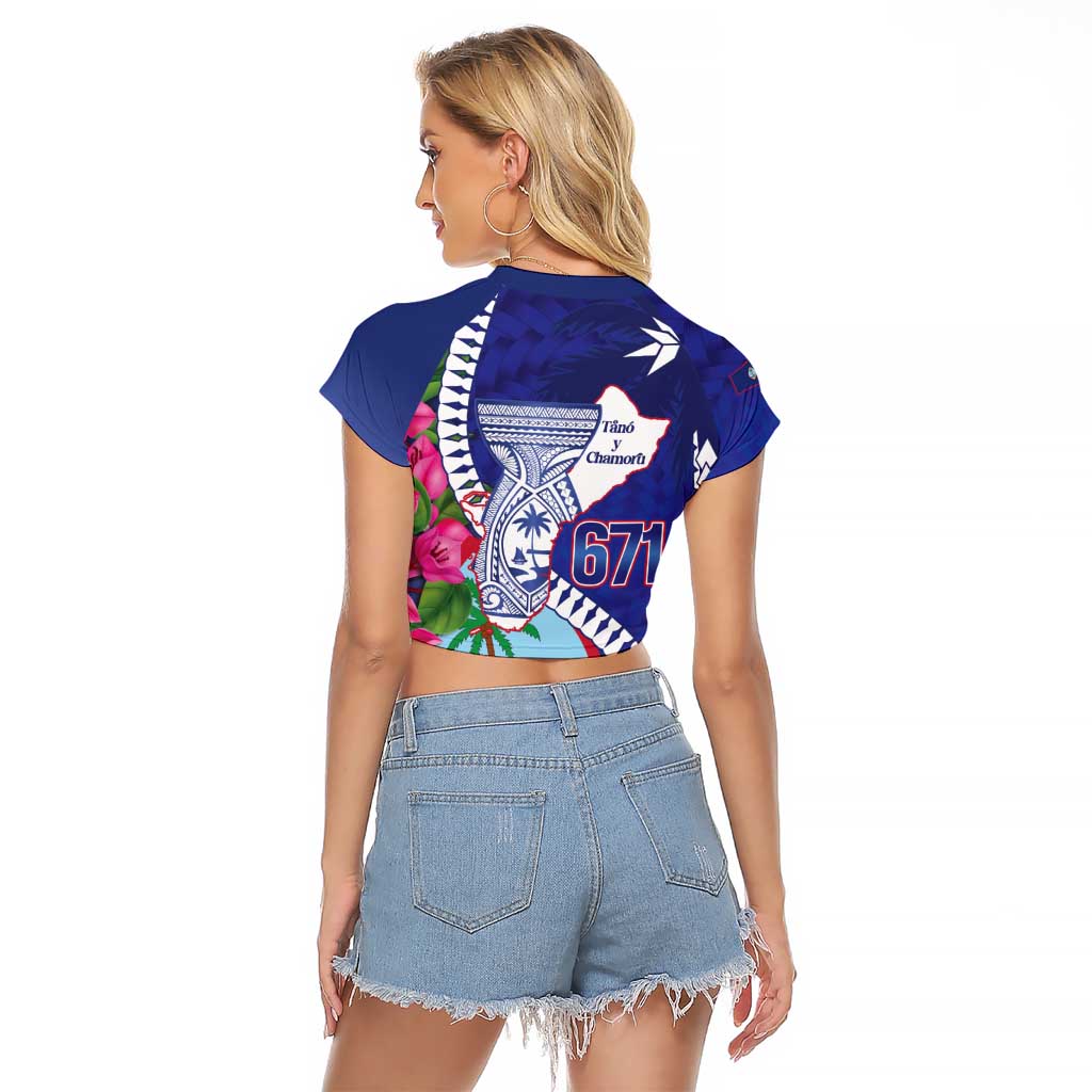 Biba Guam Liberation Day Raglan Cropped T Shirt Tano y Chamoru Latte Stone Blue