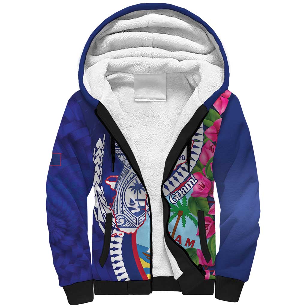 Biba Guam Liberation Day Sherpa Hoodie Tano y Chamoru Latte Stone Blue LT14 Unisex Blue - Polynesian Pride