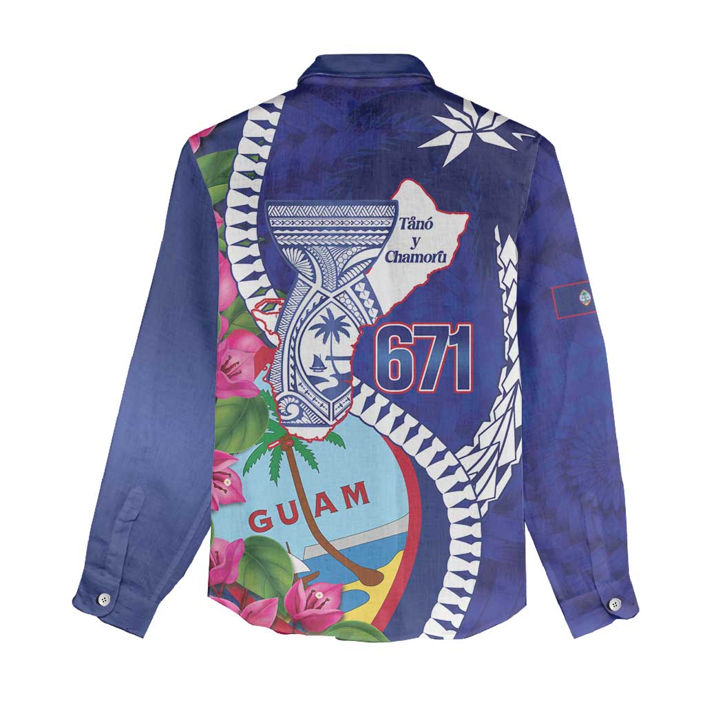 Biba Guam Liberation Day Women Casual Shirt Tano y Chamoru Latte Stone Blue