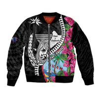 Biba Guam Liberation Day Bomber Jacket Tano y Chamoru Latte Stone Black LT14 Unisex Black - Polynesian Pride