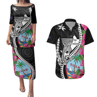 Biba Guam Liberation Day Couples Matching Puletasi and Hawaiian Shirt Tano y Chamoru Latte Stone Black LT14 Black - Polynesian Pride