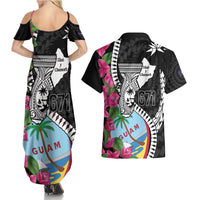 Biba Guam Liberation Day Couples Matching Summer Maxi Dress and Hawaiian Shirt Tano y Chamoru Latte Stone Black LT14 - Polynesian Pride
