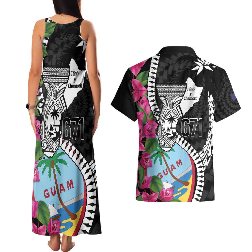 Biba Guam Liberation Day Couples Matching Tank Maxi Dress and Hawaiian Shirt Tano y Chamoru Latte Stone Black LT14 - Polynesian Pride