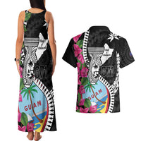 Biba Guam Liberation Day Couples Matching Tank Maxi Dress and Hawaiian Shirt Tano y Chamoru Latte Stone Black LT14 - Polynesian Pride