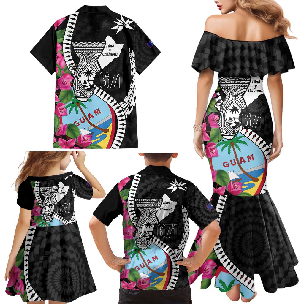 Biba Guam Liberation Day Family Matching Mermaid Dress and Hawaiian Shirt Tano y Chamoru Latte Stone Black LT14 - Polynesian Pride