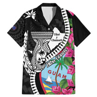 Biba Guam Liberation Day Family Matching Mermaid Dress and Hawaiian Shirt Tano y Chamoru Latte Stone Black LT14 Dad's Shirt - Short Sleeve Black - Polynesian Pride
