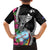 Biba Guam Liberation Day Family Matching Off Shoulder Short Dress and Hawaiian Shirt Tano y Chamoru Latte Stone Black