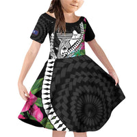 Biba Guam Liberation Day Family Matching Off Shoulder Short Dress and Hawaiian Shirt Tano y Chamoru Latte Stone Black LT14 Daughter's Dress Black - Polynesian Pride