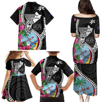 Biba Guam Liberation Day Family Matching Puletasi and Hawaiian Shirt Tano y Chamoru Latte Stone Black LT14 - Polynesian Pride