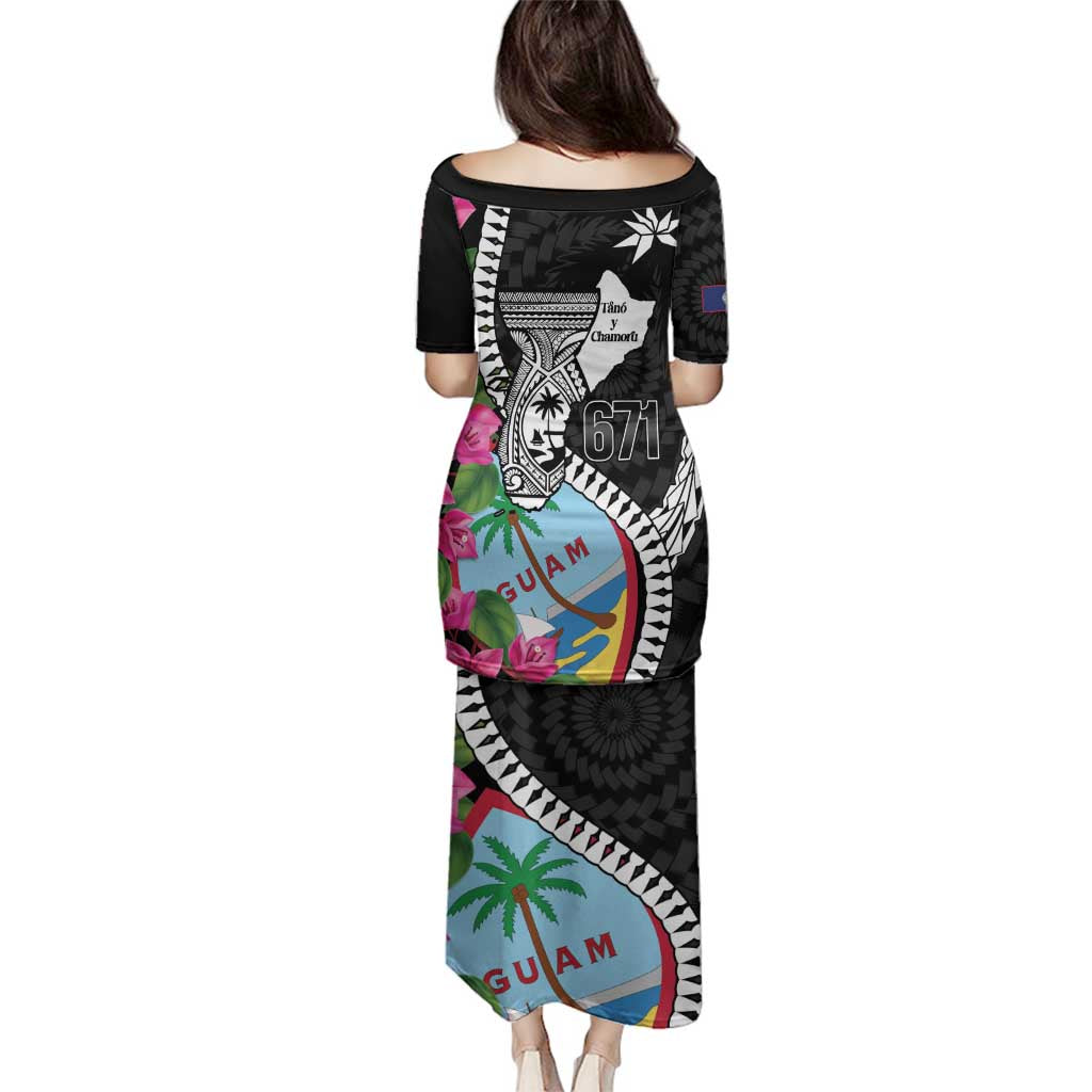Biba Guam Liberation Day Family Matching Puletasi and Hawaiian Shirt Tano y Chamoru Latte Stone Black LT14 - Polynesian Pride