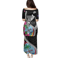 Biba Guam Liberation Day Family Matching Puletasi and Hawaiian Shirt Tano y Chamoru Latte Stone Black LT14 - Polynesian Pride