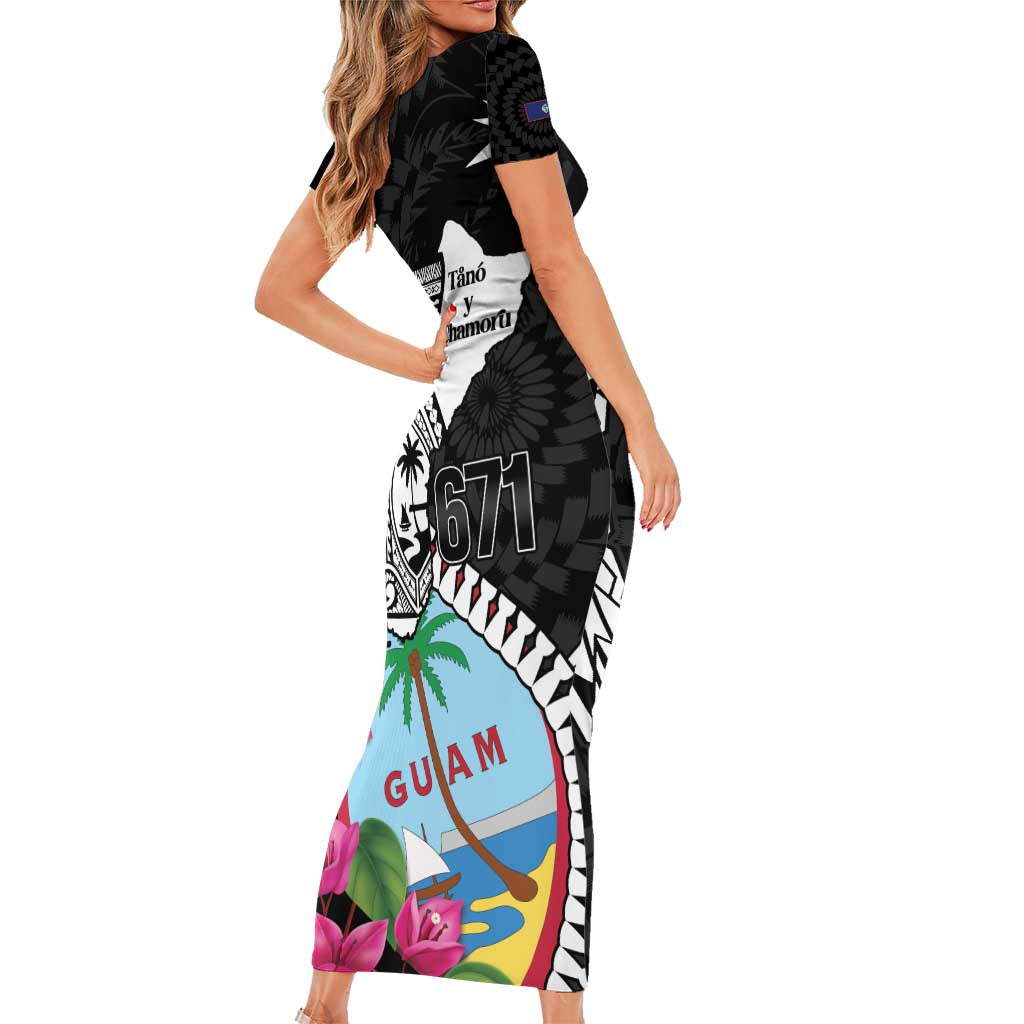 Biba Guam Liberation Day Family Matching Short Sleeve Bodycon Dress and Hawaiian Shirt Tano y Chamoru Latte Stone Black LT14 - Polynesian Pride