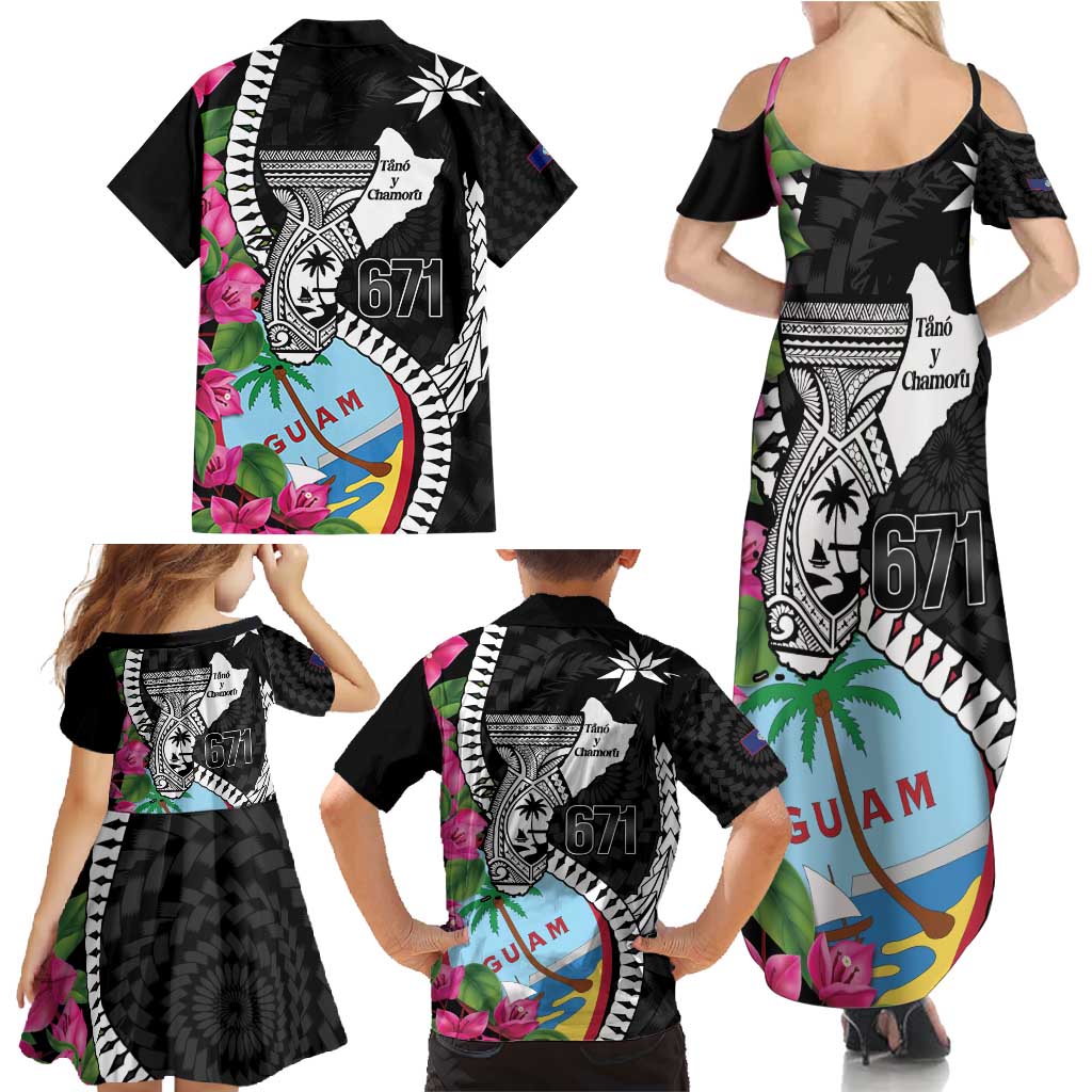 Biba Guam Liberation Day Family Matching Summer Maxi Dress and Hawaiian Shirt Tano y Chamoru Latte Stone Black LT14 - Polynesian Pride