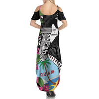 Biba Guam Liberation Day Family Matching Summer Maxi Dress and Hawaiian Shirt Tano y Chamoru Latte Stone Black LT14 - Polynesian Pride