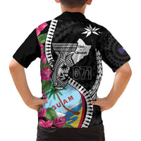 Biba Guam Liberation Day Family Matching Tank Maxi Dress and Hawaiian Shirt Tano y Chamoru Latte Stone Black LT14 - Polynesian Pride