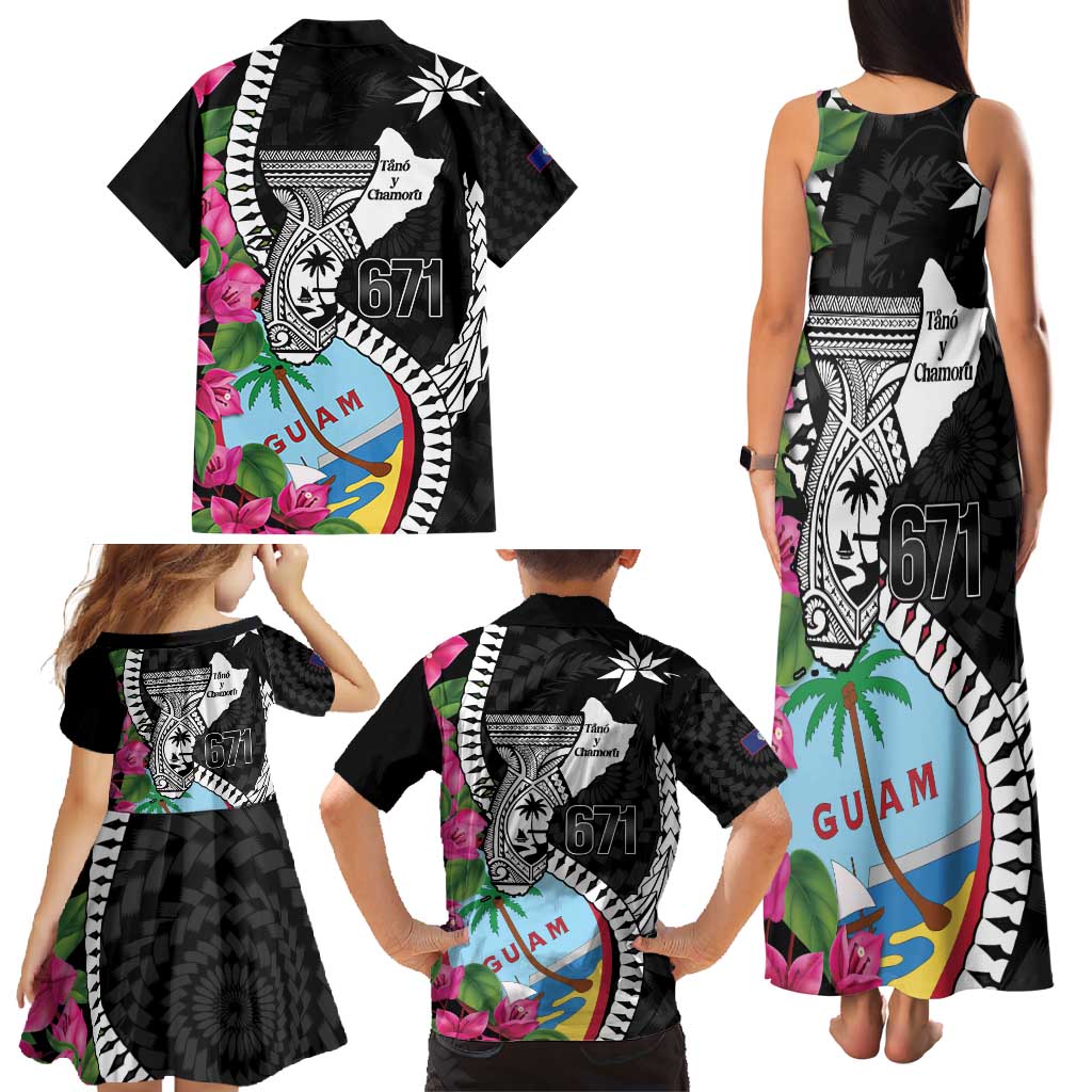 Biba Guam Liberation Day Family Matching Tank Maxi Dress and Hawaiian Shirt Tano y Chamoru Latte Stone Black LT14 - Polynesian Pride