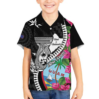 Biba Guam Liberation Day Family Matching Tank Maxi Dress and Hawaiian Shirt Tano y Chamoru Latte Stone Black LT14 Son's Shirt Black - Polynesian Pride