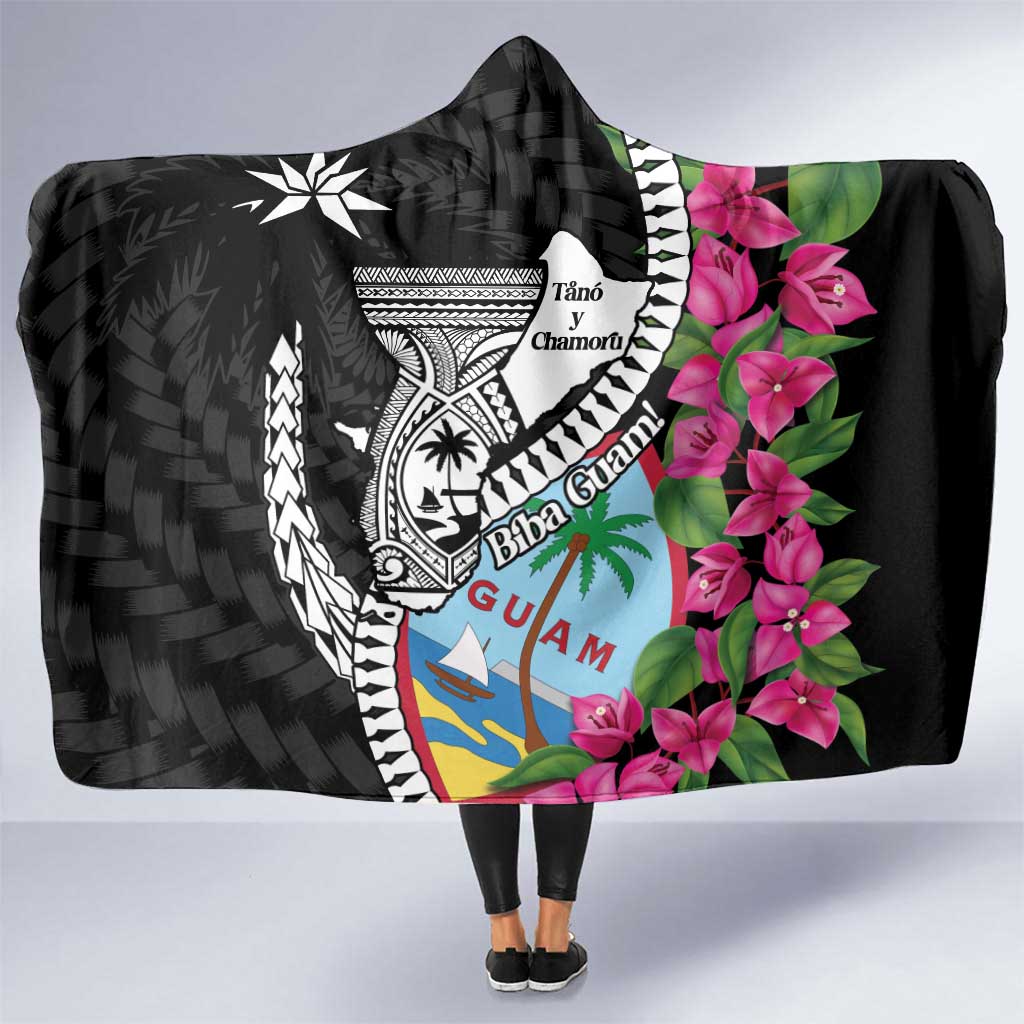 Biba Guam Liberation Day Hooded Blanket Tano y Chamoru Latte Stone Black LT14 One Size Black - Polynesian Pride