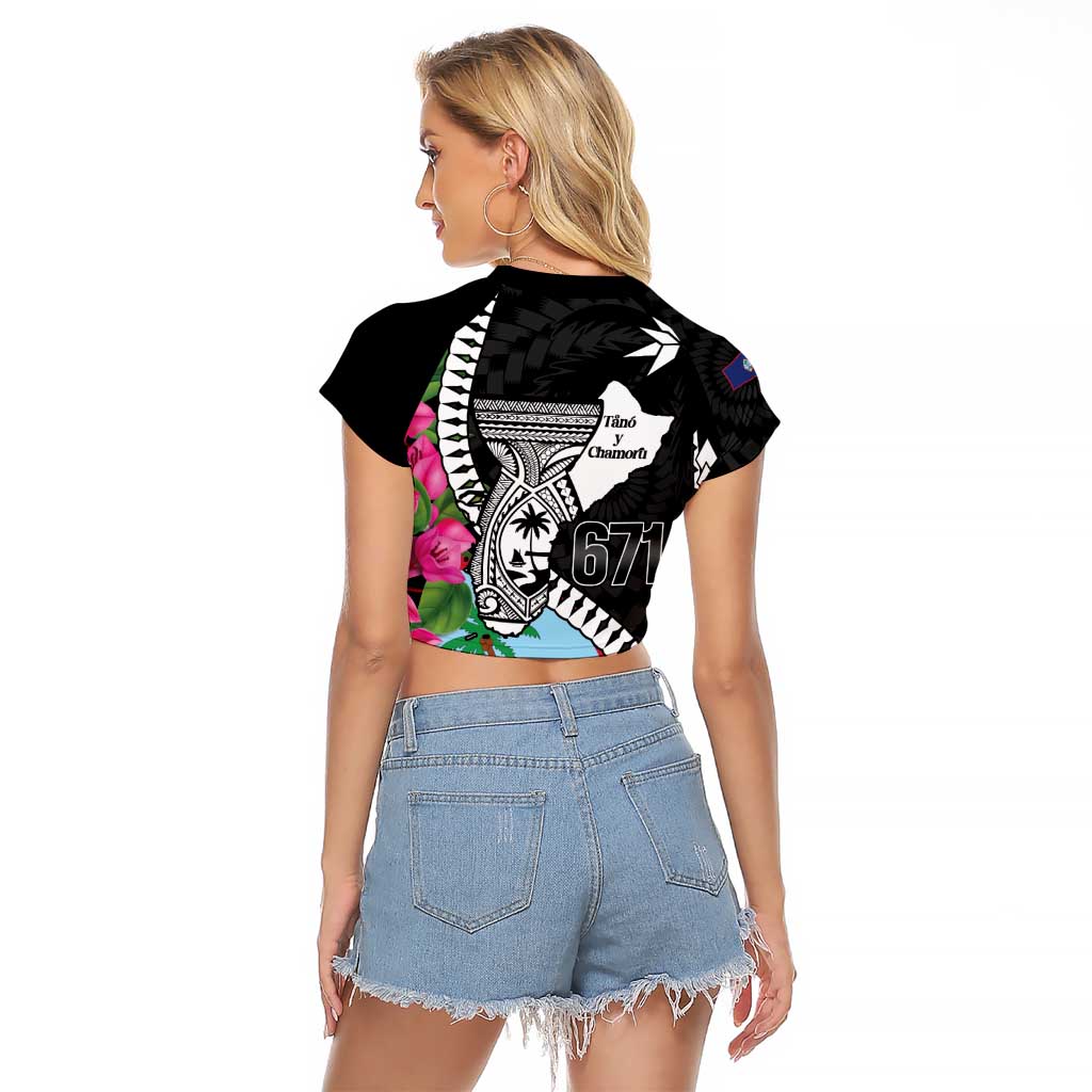 Biba Guam Liberation Day Raglan Cropped T Shirt Tano y Chamoru Latte Stone Black