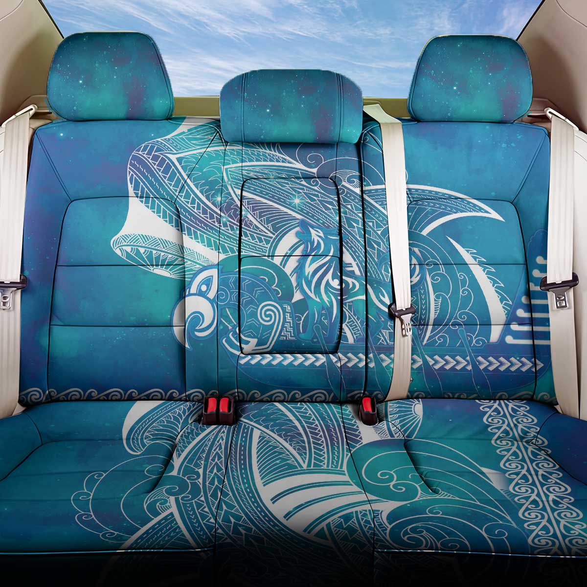 Kuri Dog Waka New Zealand Matariki Back Car Seat Cover Ocean Sharks Maori Tattoo LT14 One Size Blue - Polynesian Pride