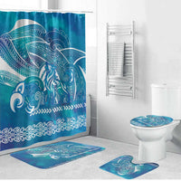 Kuri Dog Waka New Zealand Matariki Bathroom Set Ocean Sharks Maori Tattoo LT14 Bathroom Set (4 pcs) Blue - Polynesian Pride