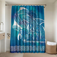 Kuri Dog Waka New Zealand Matariki Bathroom Set Ocean Sharks Maori Tattoo LT14 Shower Curtain Only Blue - Polynesian Pride