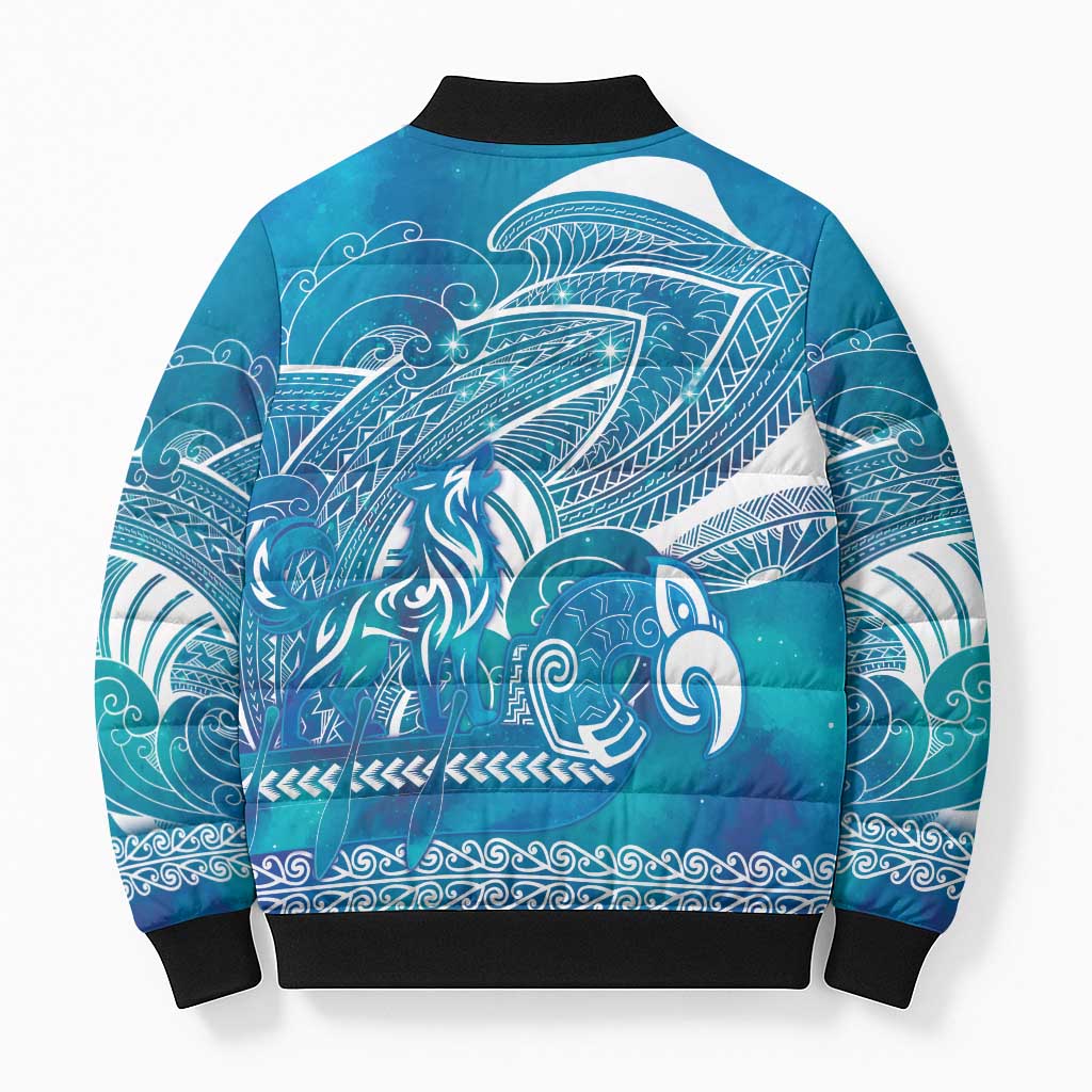 Kuri Dog Waka New Zealand Matariki Bomber Puffer Jacket Ocean Sharks Maori Tattoo LT14 - Polynesian Pride