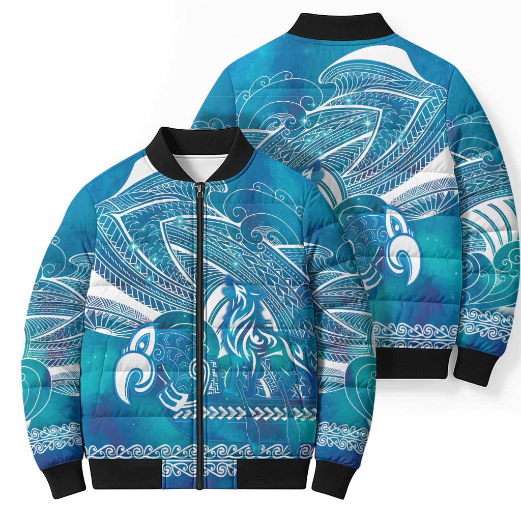 Kuri Dog Waka New Zealand Matariki Bomber Puffer Jacket Ocean Sharks Maori Tattoo LT14 - Polynesian Pride