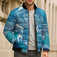 Kuri Dog Waka New Zealand Matariki Bomber Puffer Jacket Ocean Sharks Maori Tattoo LT14 - Polynesian Pride