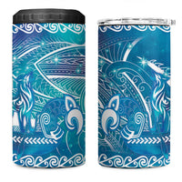 Kuri Dog Waka New Zealand Matariki 4 in 1 Can Cooler Tumbler Ocean Sharks Maori Tattoo LT14 One Size: 16 oz Blue - Polynesian Pride