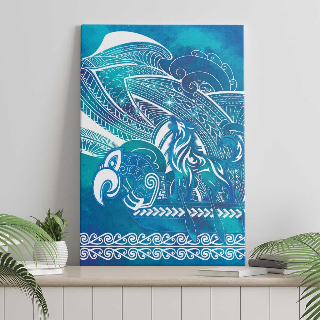 Kuri Dog Waka New Zealand Matariki Canvas Wall Art Ocean Sharks Maori Tattoo LT14 - Polynesian Pride