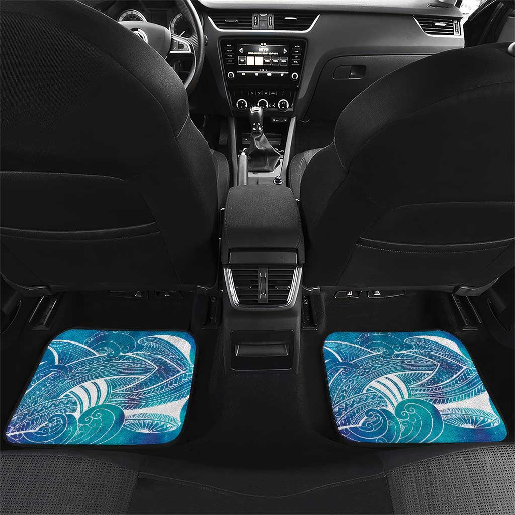 Kuri Dog Waka New Zealand Matariki Car Mats Ocean Sharks Maori Tattoo LT14 Set 2pcs - Back Blue - Polynesian Pride
