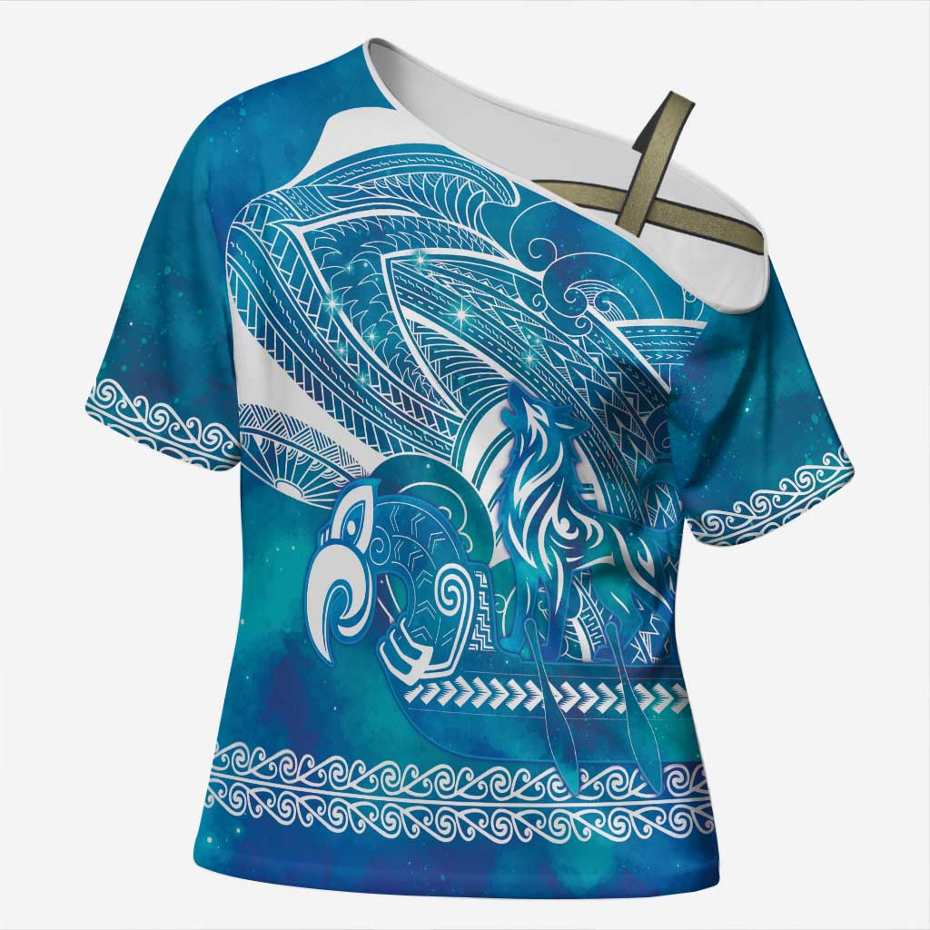 Kuri Dog Waka New Zealand Matariki Cross Shoulder Shirt Ocean Sharks Maori Tattoo