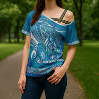 Kuri Dog Waka New Zealand Matariki Cross Shoulder Shirt Ocean Sharks Maori Tattoo LT14 - Polynesian Pride