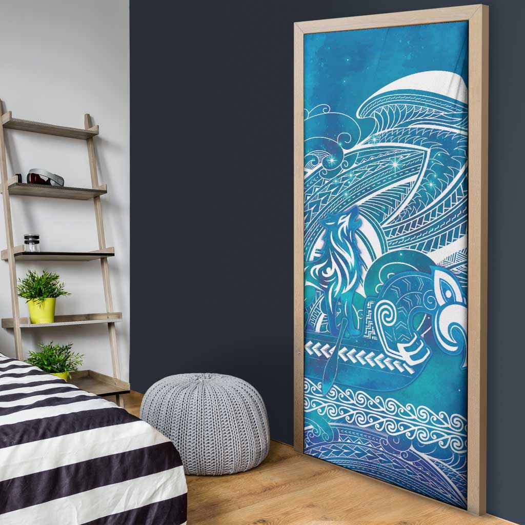 Kuri Dog Waka New Zealand Matariki Door Cover Ocean Sharks Maori Tattoo LT14 - Polynesian Pride