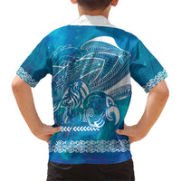 Kuri Dog Waka New Zealand Matariki Family Matching Long Sleeve Bodycon Dress and Hawaiian Shirt Ocean Sharks Maori Tattoo LT14 - Polynesian Pride