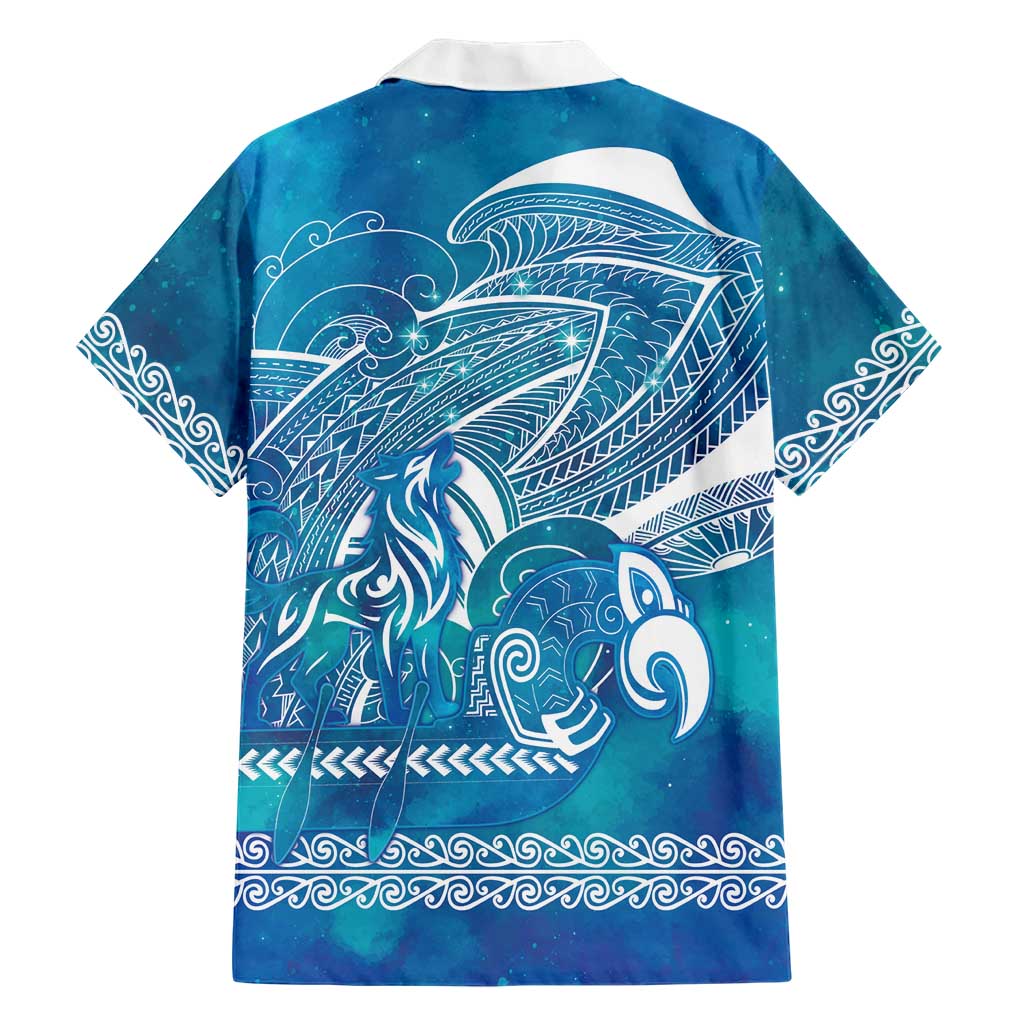 Kuri Dog Waka New Zealand Matariki Family Matching Off Shoulder Short Dress and Hawaiian Shirt Ocean Sharks Maori Tattoo LT14 - Polynesian Pride