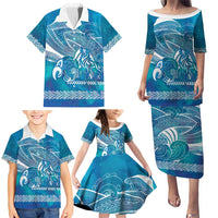 Kuri Dog Waka New Zealand Matariki Family Matching Puletasi and Hawaiian Shirt Ocean Sharks Maori Tattoo LT14 - Polynesian Pride