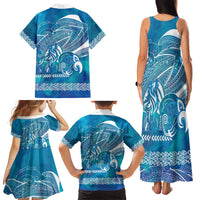 Kuri Dog Waka New Zealand Matariki Family Matching Tank Maxi Dress and Hawaiian Shirt Ocean Sharks Maori Tattoo LT14 - Polynesian Pride