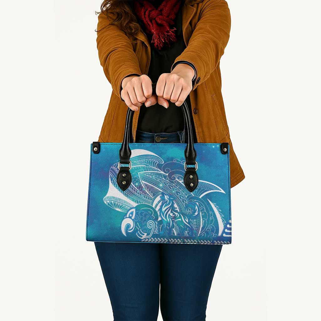 Kuri Dog Waka New Zealand Matariki Leather Bag Ocean Sharks Maori Tattoo LT14 - Polynesian Pride