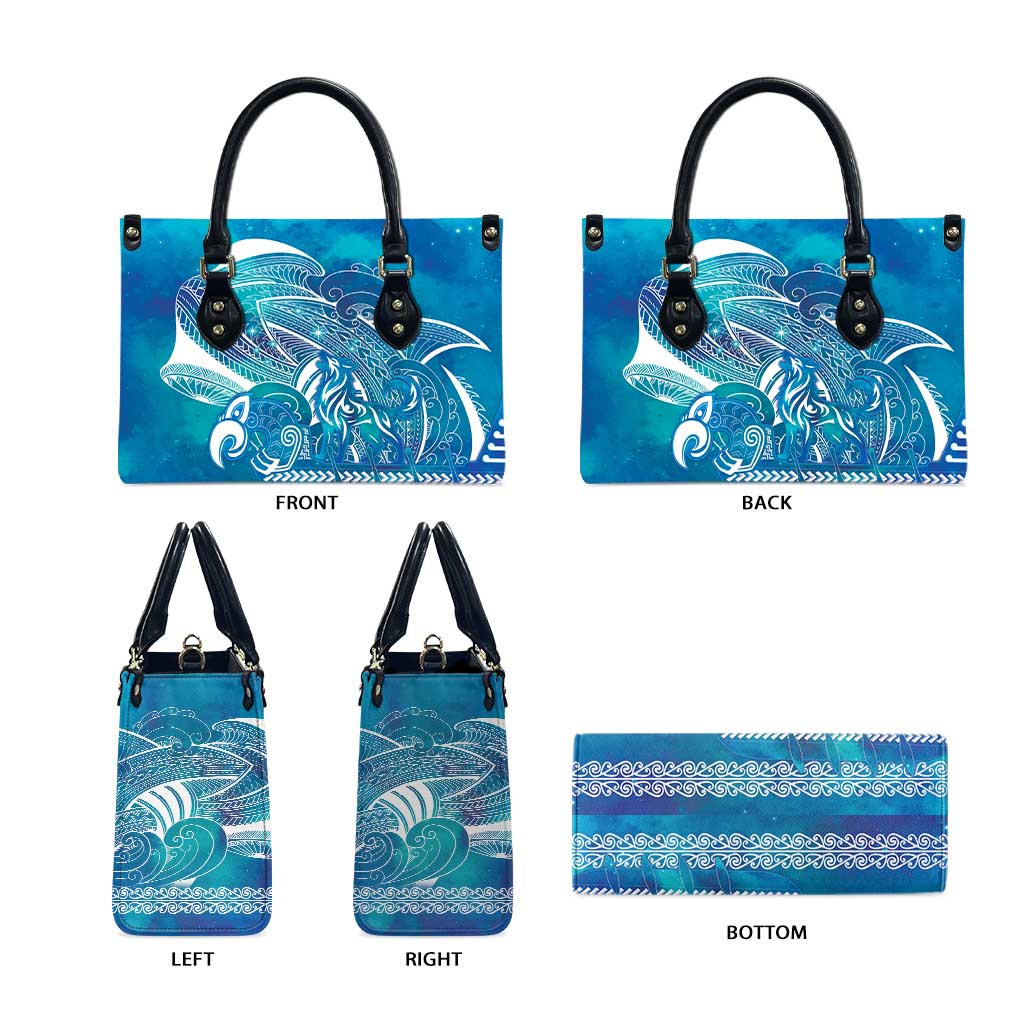 Kuri Dog Waka New Zealand Matariki Leather Bag Ocean Sharks Maori Tattoo LT14 - Polynesian Pride