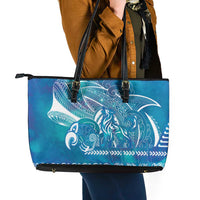 Kuri Dog Waka New Zealand Matariki Leather Tote Bag Ocean Sharks Maori Tattoo LT14 - Polynesian Pride