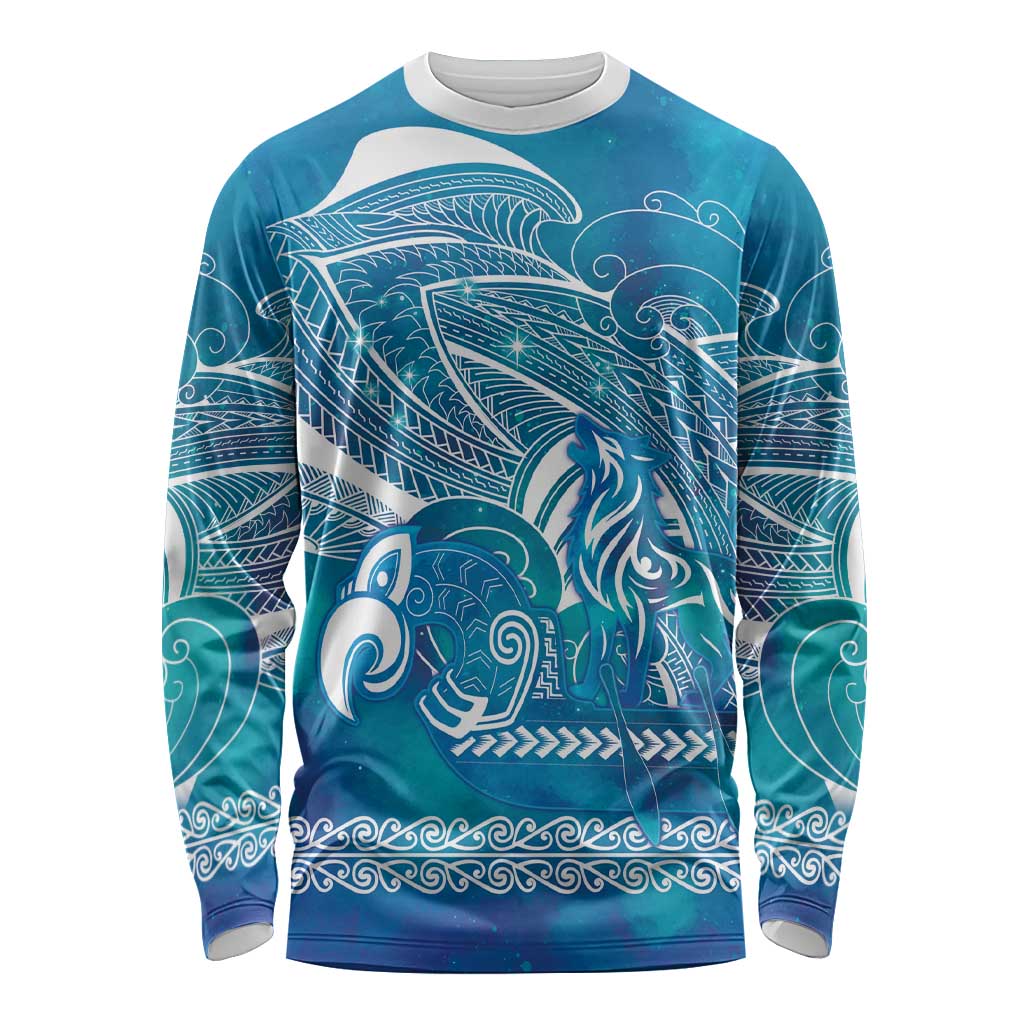 Kuri Dog Waka New Zealand Matariki Long Sleeve Shirt Ocean Sharks Maori Tattoo