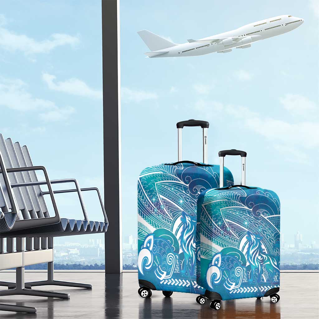 Kuri Dog Waka New Zealand Matariki Luggage Cover Ocean Sharks Maori Tattoo LT14 - Polynesian Pride