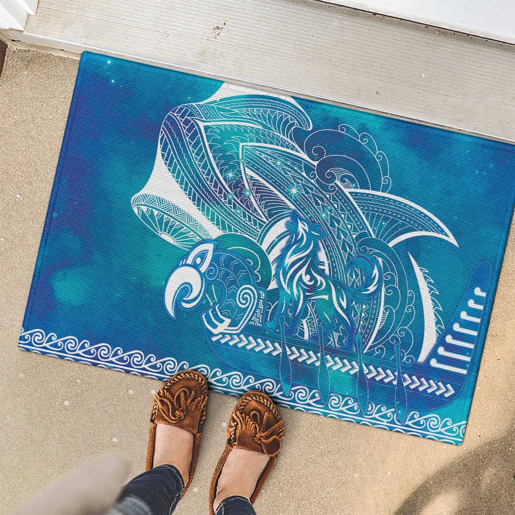 Kuri Dog Waka New Zealand Matariki Rubber Doormat Ocean Sharks Maori Tattoo LT14 - Polynesian Pride