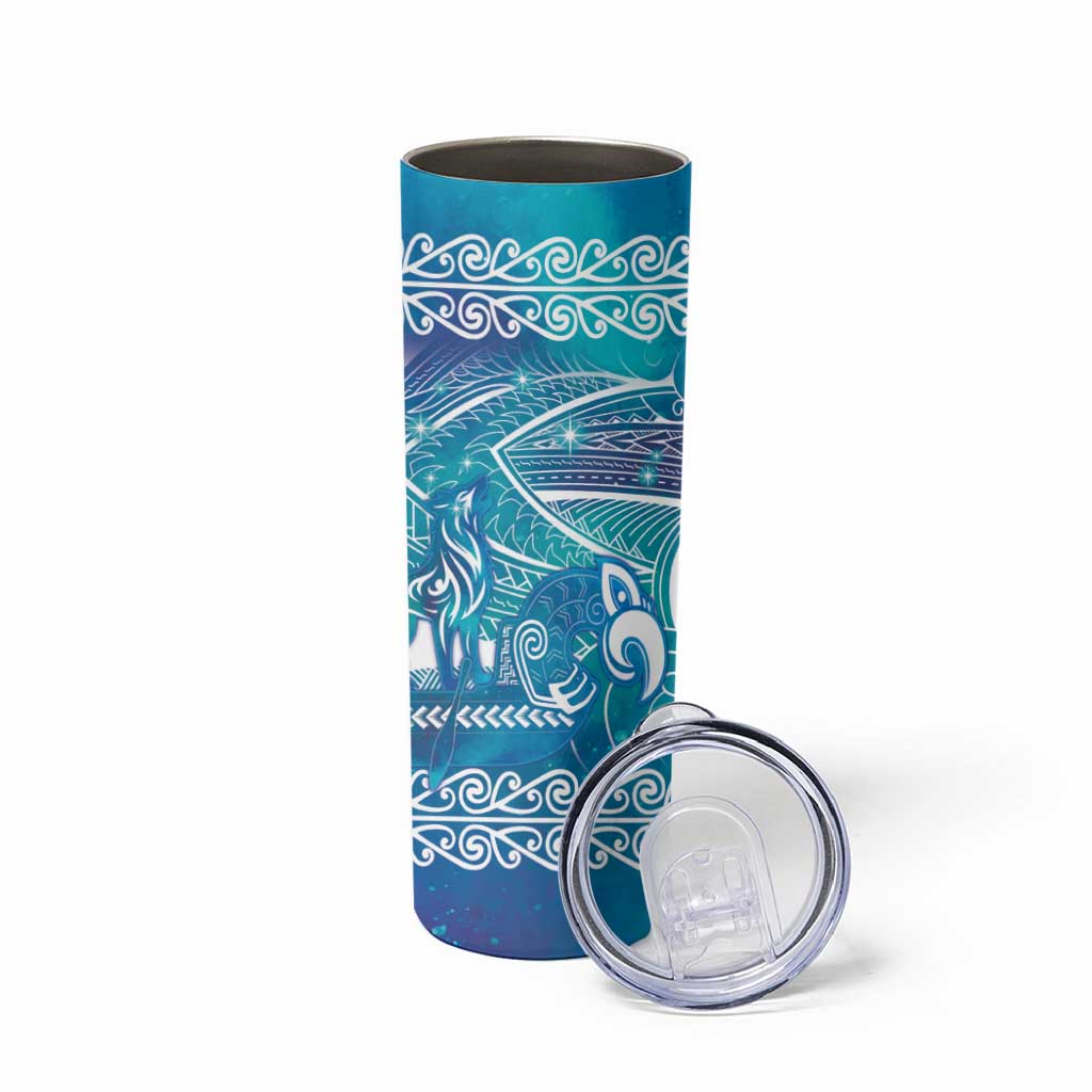 Kuri Dog Waka New Zealand Matariki Skinny Tumbler Ocean Sharks Maori Tattoo LT14 - Polynesian Pride