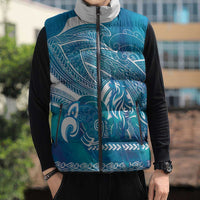 Kuri Dog Waka New Zealand Matariki Sleeveless Puffer Jacket Ocean Sharks Maori Tattoo LT14 - Polynesian Pride