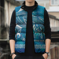 Kuri Dog Waka New Zealand Matariki Sleeveless Puffer Jacket Ocean Sharks Maori Tattoo LT14 - Polynesian Pride