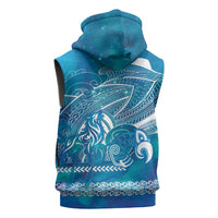 Kuri Dog Waka New Zealand Matariki Sleeveless Zip Hoodie Ocean Sharks Maori Tattoo LT14 - Polynesian Pride
