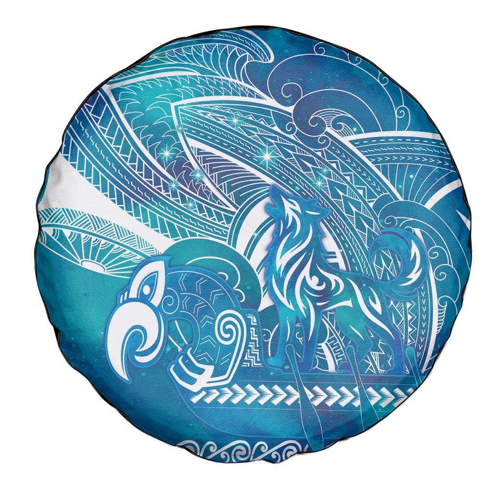 Kuri Dog Waka New Zealand Matariki Spare Tire Cover Ocean Sharks Maori Tattoo LT14 - Polynesian Pride